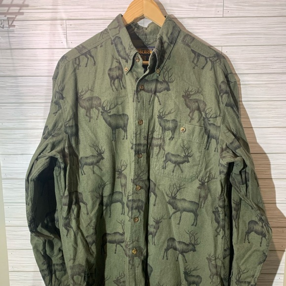 Woolrich Other - Vintage Woolrich Button Up Shirt Mens Large Brown Deer Buck All Over Print Adult